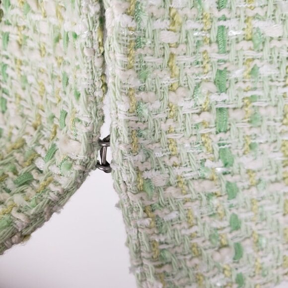 Talbots Tulip Patch Tweed Jacket Pastel Green Boucle Crew Neck Blazer Size 6P - Picture 5 of 6